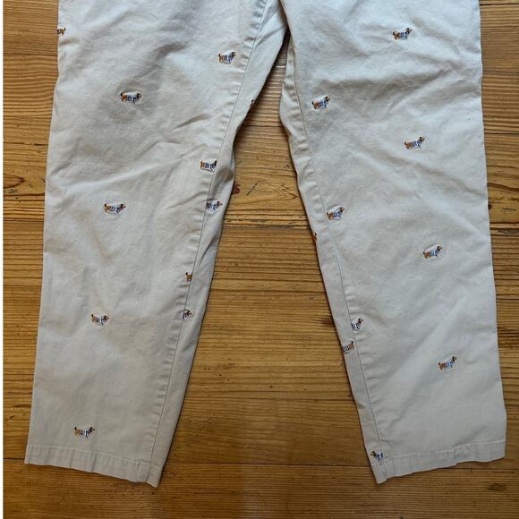 Talbots beige Weekend Chino dachshund embroidered pants SIZE 14 - Picture 3 of 6